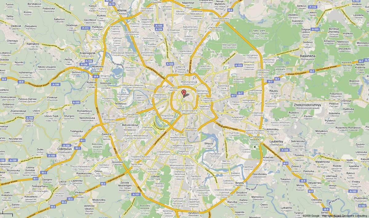 Moskva გზატკეცილი რუკა