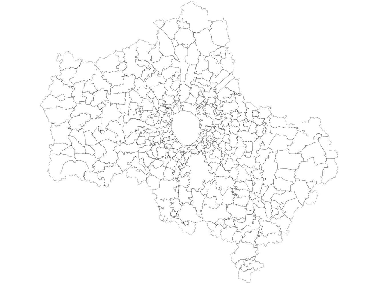 Moskva მუნიციპალიტეტების რუკა