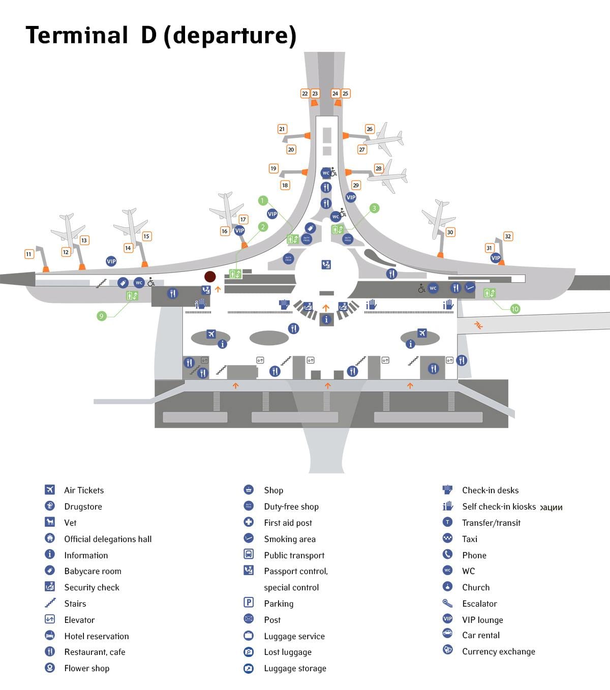Sheremetyevo აეროპორტის რუკა ტერმინალი d